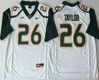 Men%27s Miami Hurricanes #26 Sean Taylor White Stitched NCAA Nike College Football Jersey->miami hurricanes->NCAA Jersey